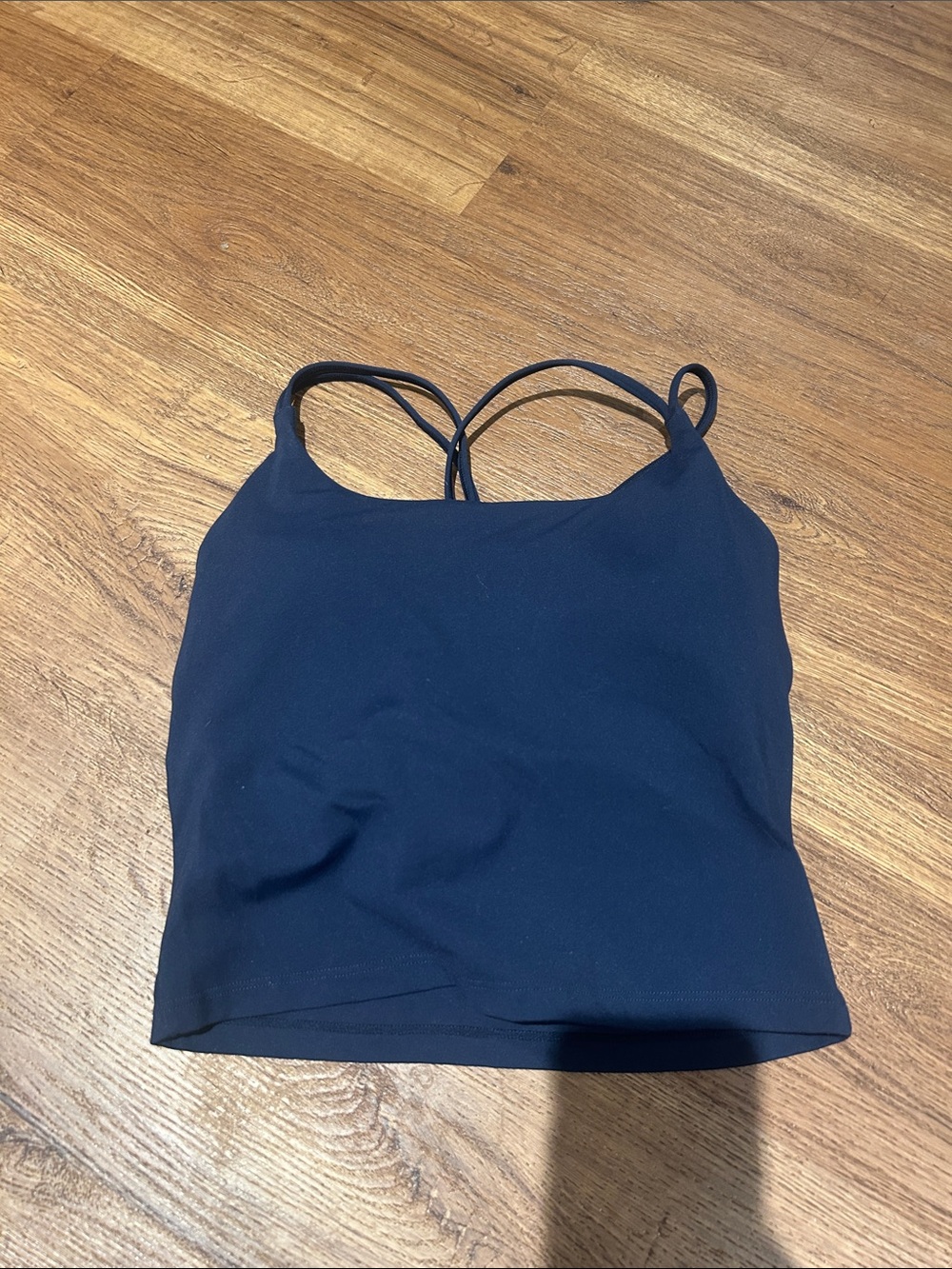 Fabletics Navy strappy built in bra top. Medium level workouts